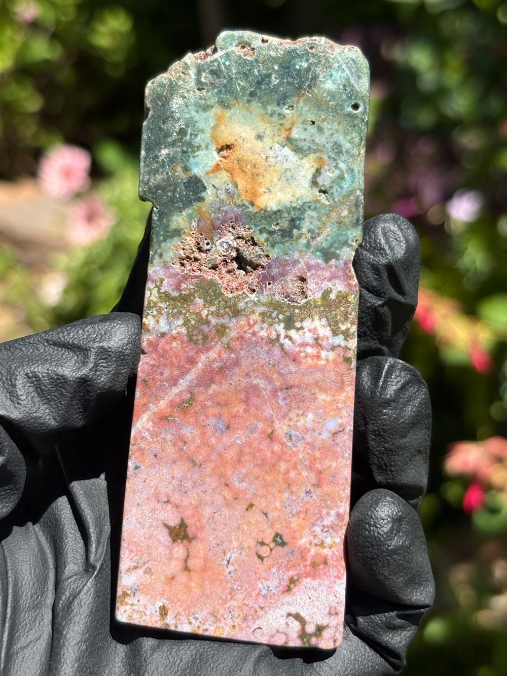 Discounted* Ocean Jasper Crystal Slab with Chips - Orbicular Jasper - Sea Jasper